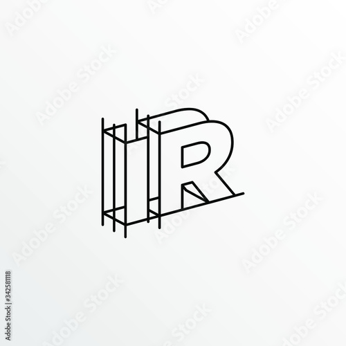 Initial Letter IR with Architecture Graphic Logo Design