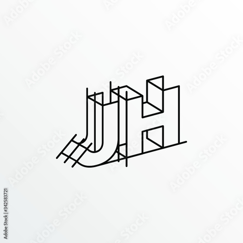 Initial Letter JH with Architecture Graphic Logo Design