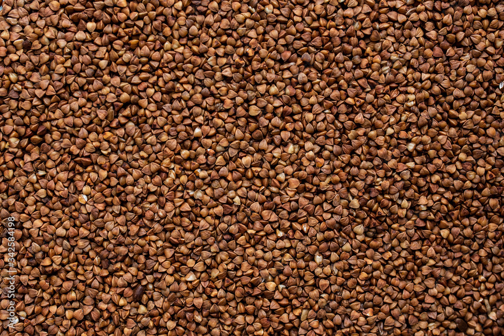 not boiled buckwheat scattered from a close angle