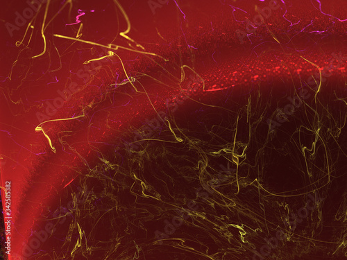 Abstract Illustration - Strings of Chaotic Plasma Energy, Colorful Fractal Multicolor Lightning, Energy Discharge, Scientific Plasma Study. Digital Flames, Artistic Design