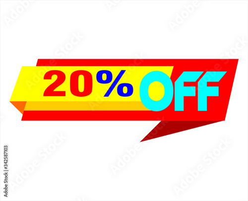 Holiday Sale Banner, 20% OFF Special Offer Ad. Discount Promotion Vector Banner. Price Discount Offer. Season Sale Promo Sticker colorful background.