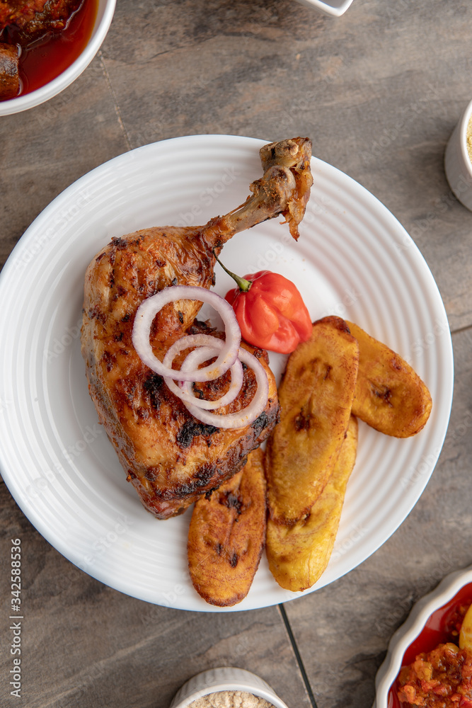 African national food dish grilled meat and chicken dish wings home
