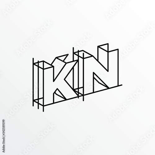 Initial Letter KN with Architecture Graphic Logo Design