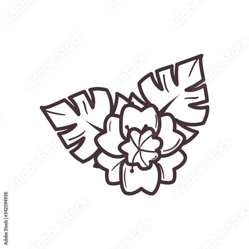 Isolated flower with leaves line style icon vector design