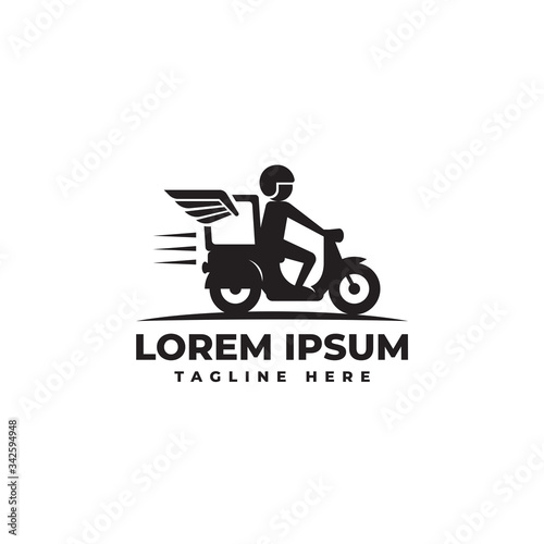 Package Delivery Fast Like Flying with Wing Logo Vector Icon Illustration