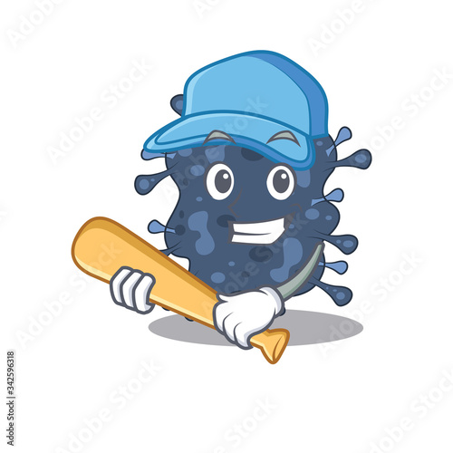 Picture of bacteria neisseria cartoon character playing baseball