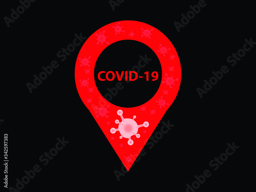 Illustration vector of COVID-19 check in icon, avoiding check in and spreading of virus by stay home or avoiding crowded area