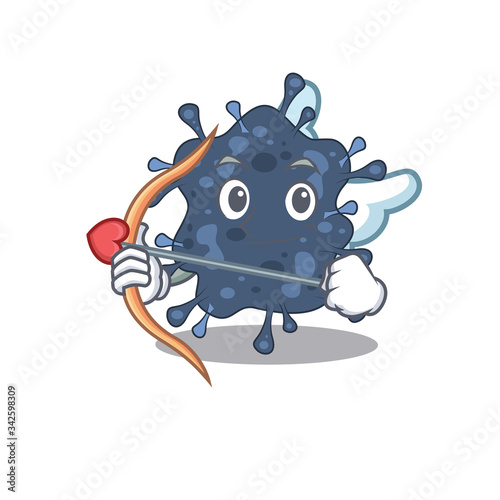 Bacteria neisseria in cupid cartoon character with arrow and wings