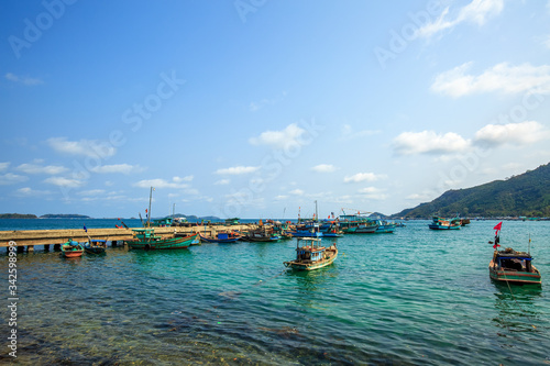 Boats on the sea in Nam Du island, Kien Giang, Vietnam. Near Phu Quoc island 