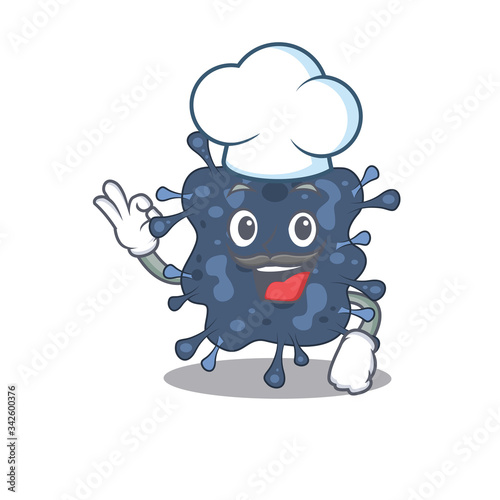 Bacteria neisseria chef cartoon design style wearing white hat