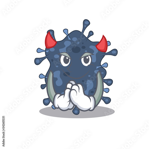 Bacteria neisseria dressed as devil cartoon character design style