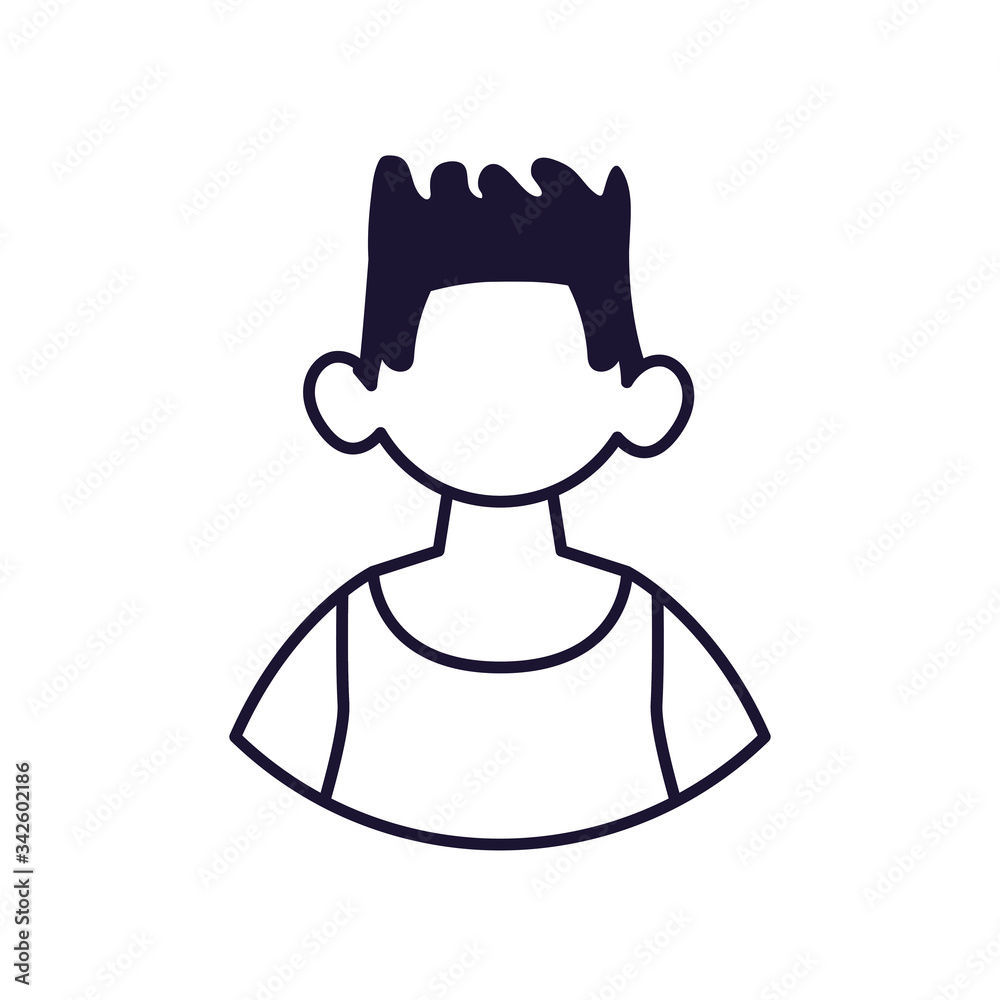 portrait of young man, line style icon portrait of young man, line style icon