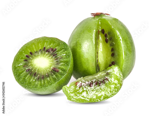 mini kiwi baby fruit an isolated on white background photo