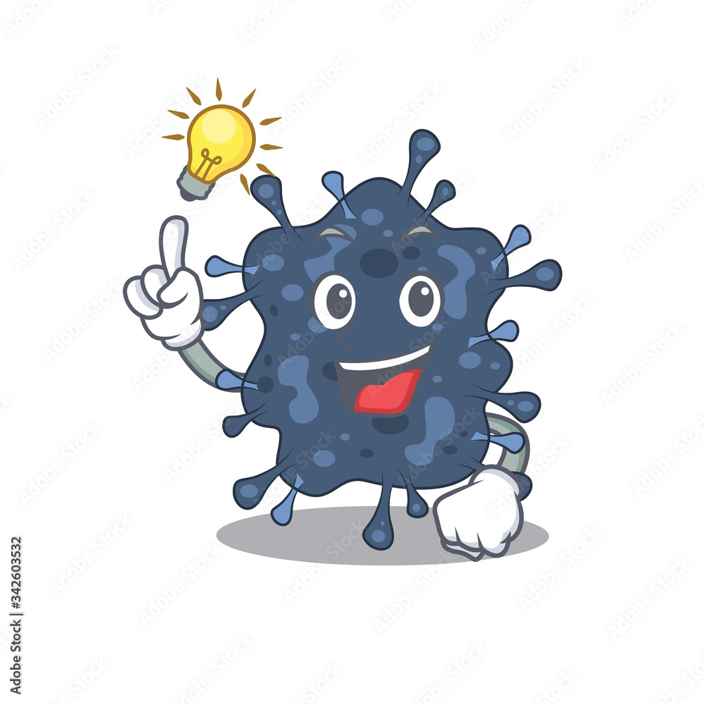Mascot character design of bacteria neisseria with has an idea smart gesture