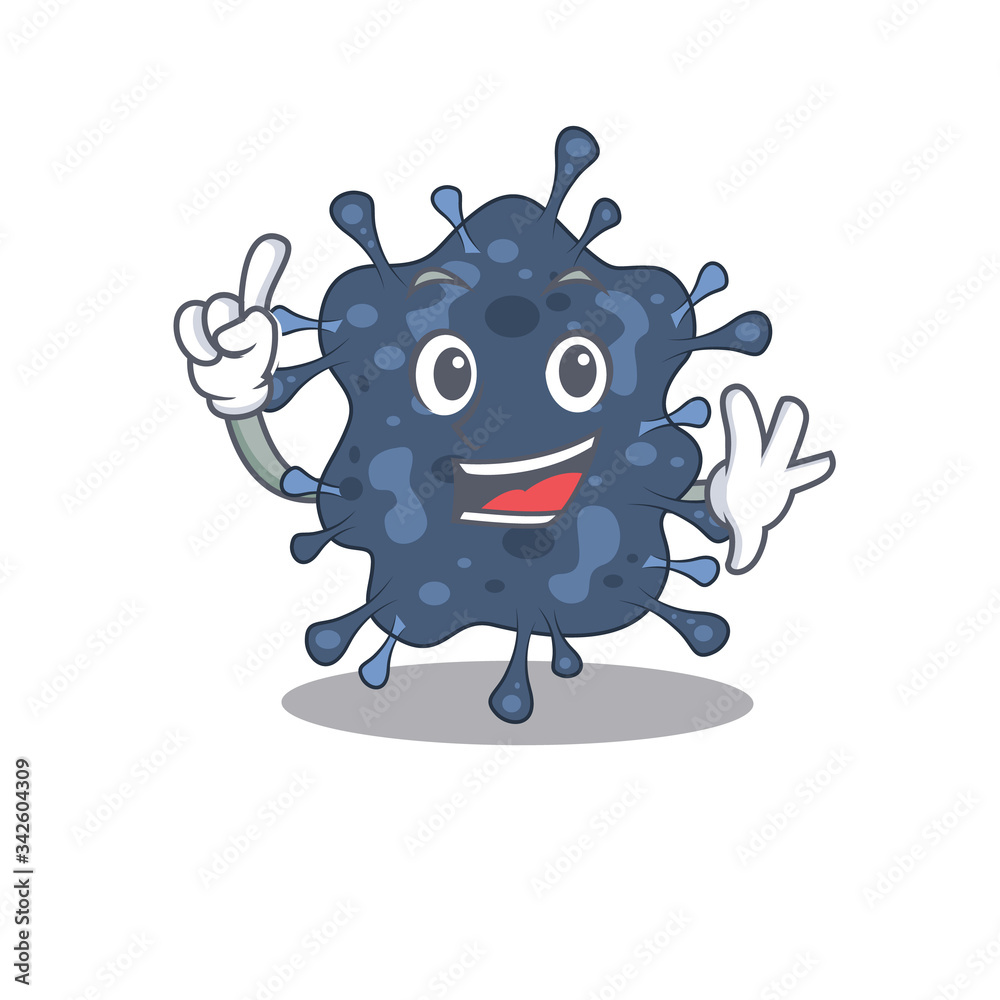 Naklejka premium Bacteria neisseria mascot character design with one finger gesture