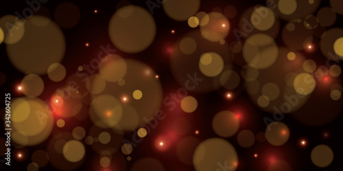 Vector background with golden bokeh dust, blur effect sparks