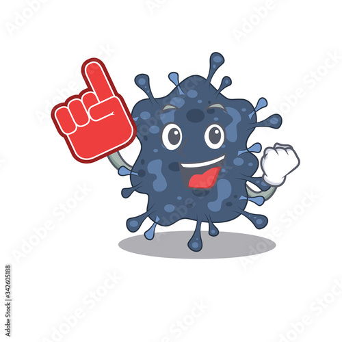 Bacteria neisseria presented in cartoon character design with Foam finger