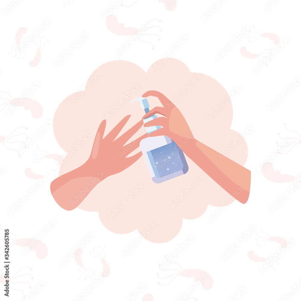 Hands and soap bottle vector design Hands and soap bottle vector design