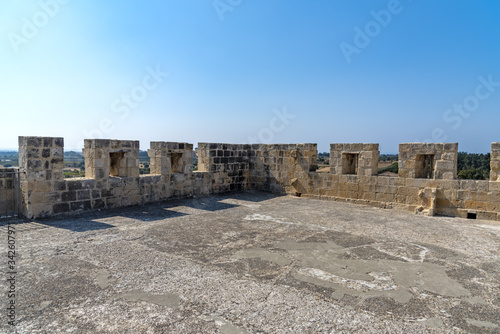 View from the top of the tower of the castle of Kolossi. (Cyprus)