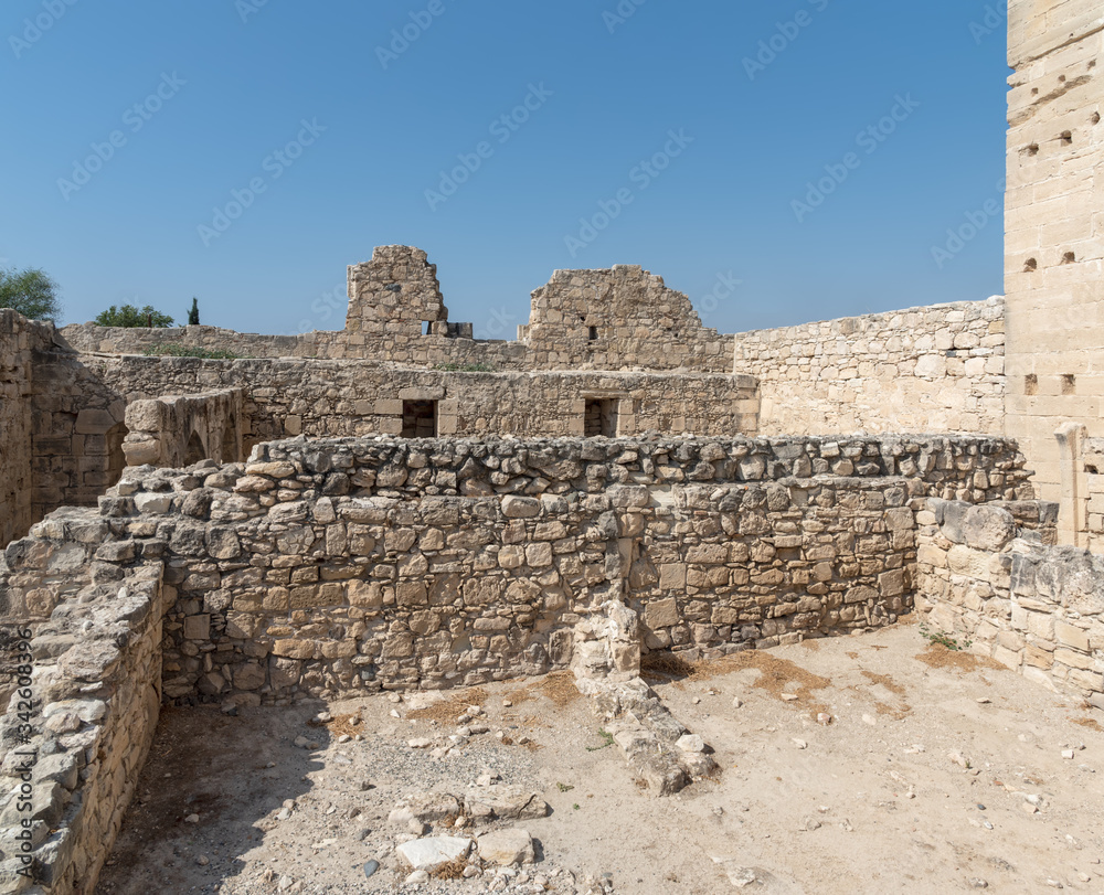 The ruins of the courtyard of the medieval castle of Kolossi. Cyprus