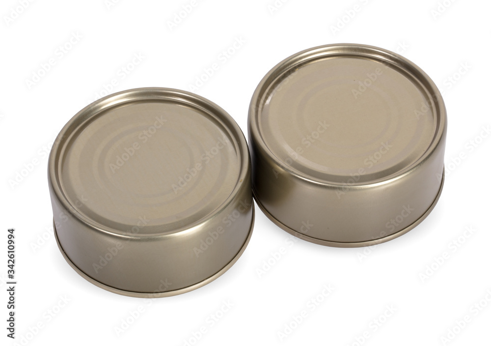 One small tin can isolated on white background One small tin can isolated on white background