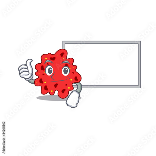 Humorous streptococcus pneumoniae cartoon design Thumbs up bring a white board