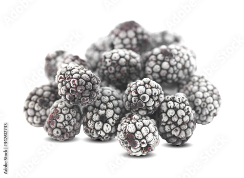 Frozen blackberries isolated on white background