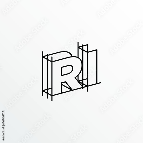 Initial Letter RI with Architecture Graphic Logo Design