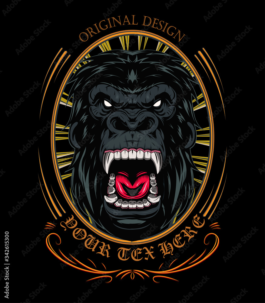Head of a gorilla LOGO with angry face