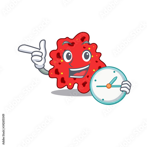 Streptococcus pneumoniae mascot design concept smiling with clock