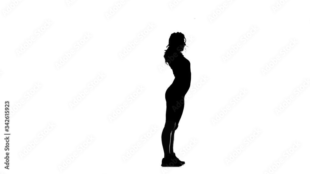 black silhouette on a white background, young beautiful woman energetically dancing dancehall, street dance, twerk, isolated black silhouette on a white background, young beautiful woman energetically dancing dancehall, street dance, twerk, isolated