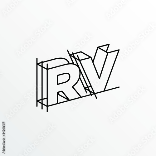 Initial Letter RV with Architecture Graphic Logo Design