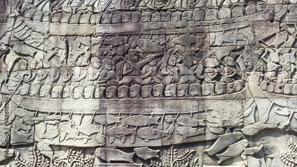 A shot of bas-relief at Bayon temple