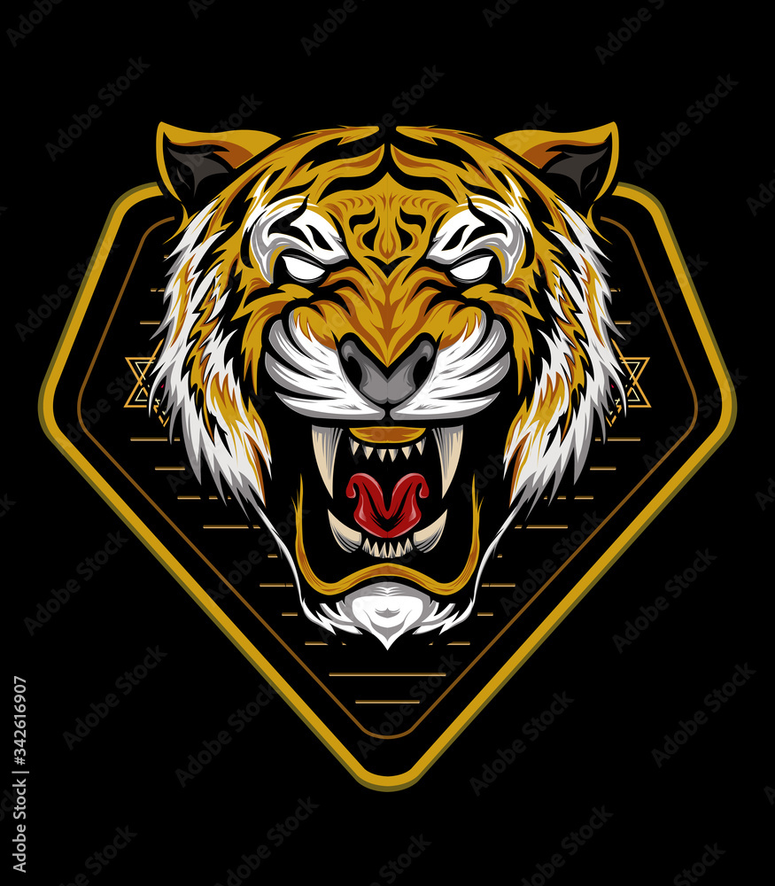 The Tiger head illustration on the black background. vector tiger The Tiger head illustration on the black background. vector tiger