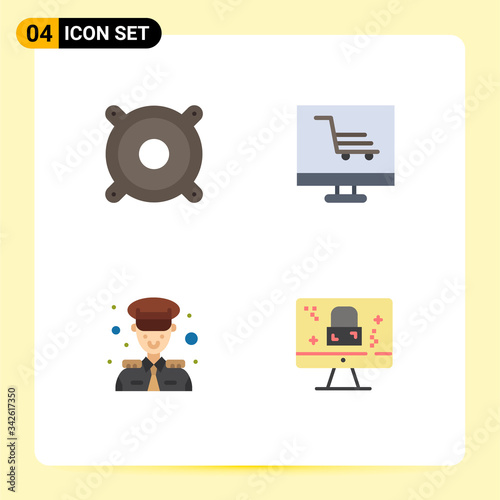 Universal Icon Symbols Group of 4 Modern Flat Icons of devices, captain, development, startup, dmca protection photo