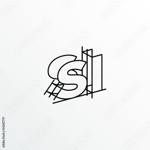 Initial Letter SI with Architecture Graphic Logo Design