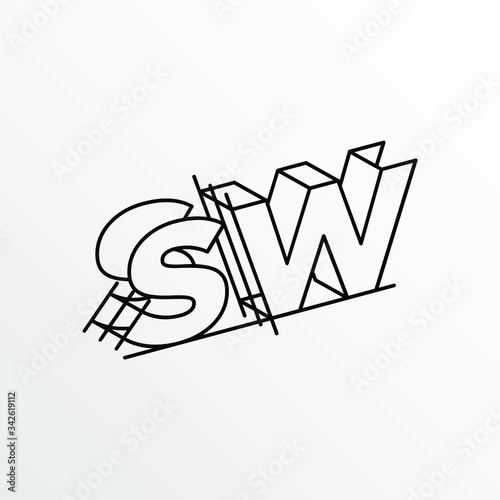 Initial Letter SW with Architecture Graphic Logo Design