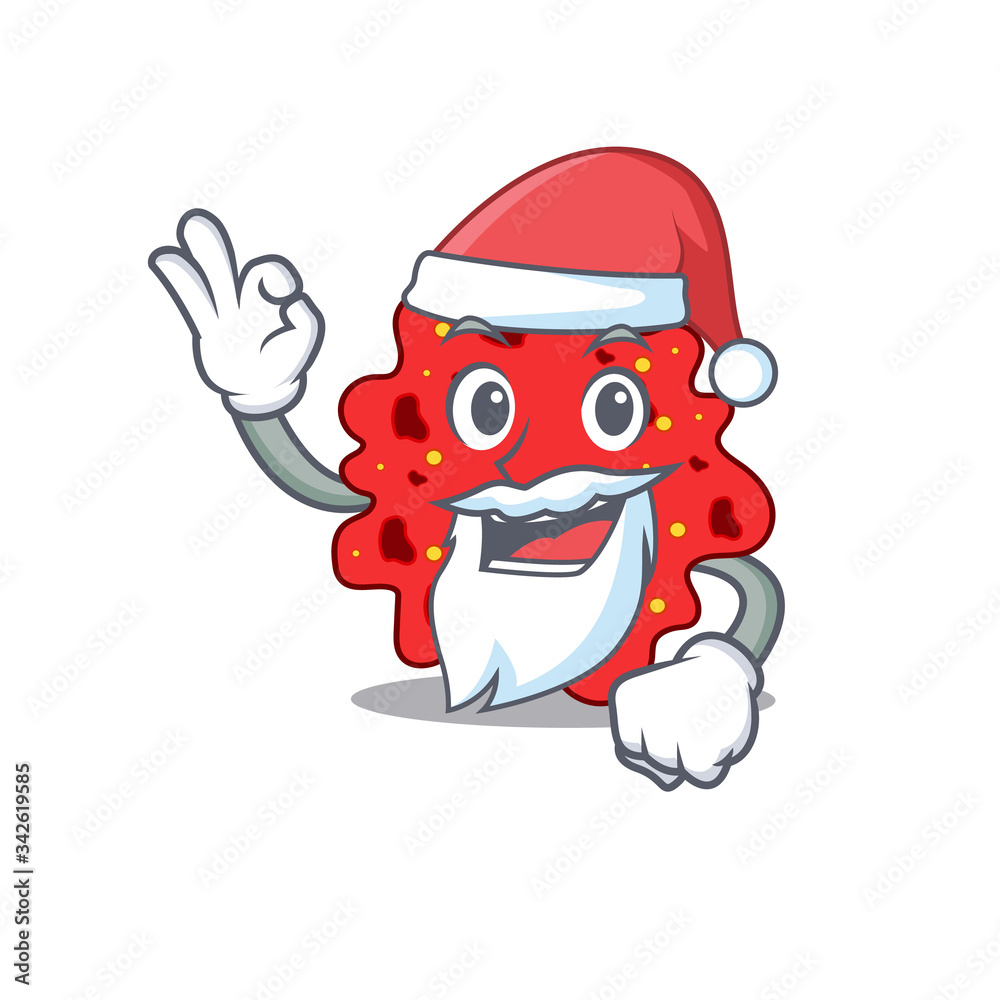 Streptococcus pneumoniae Santa cartoon character with cute ok finger Streptococcus pneumoniae Santa cartoon character with cute ok finger