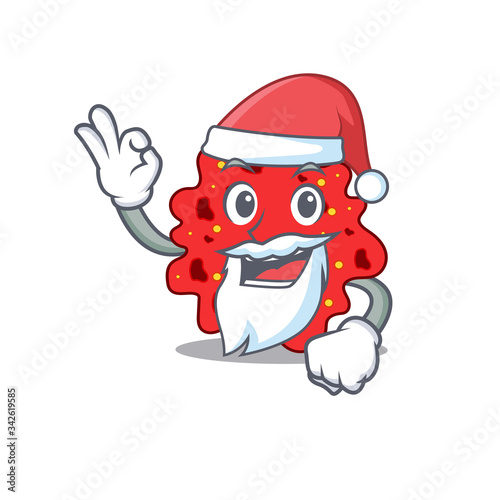 Streptococcus pneumoniae Santa cartoon character with cute ok finger © kongvector