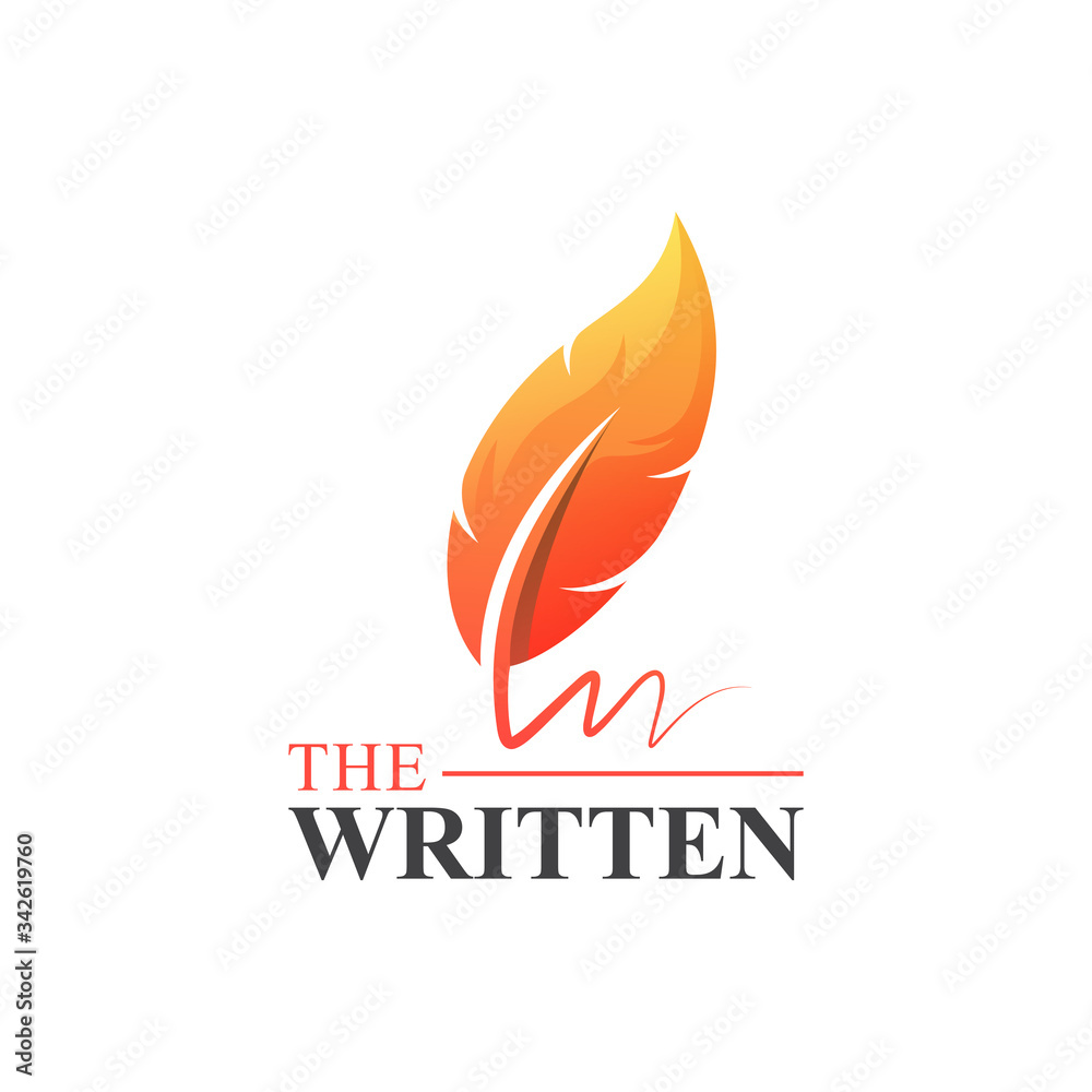 modern the written or writer gradient logo. feather signature logo logo design vector template modern the written or writer gradient logo. feather signature logo logo design vector template