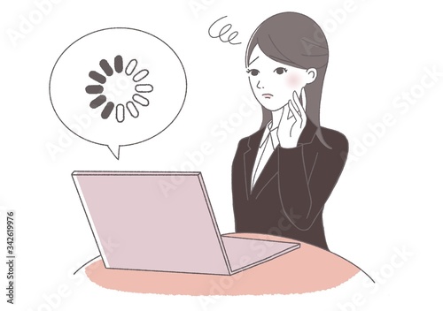 ロードが遅くて困惑する女性