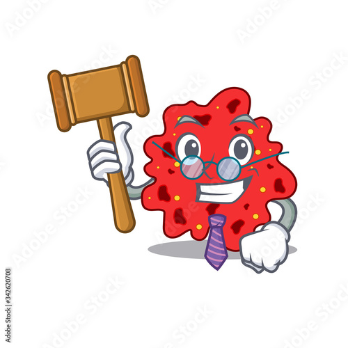 A humble judge of streptococcus pneumoniae cartoon character design wearing glasses
