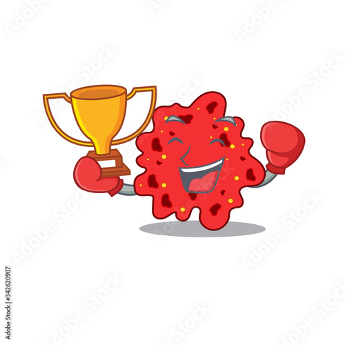 An elegant boxing winner of streptococcus pneumoniae mascot design style