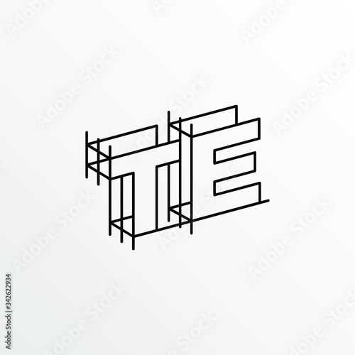 Initial Letter TE with Architecture Graphic Logo Design