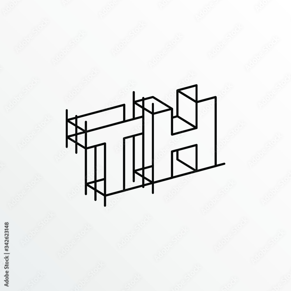 Initial Letter TH with Architecture Graphic Logo Design
