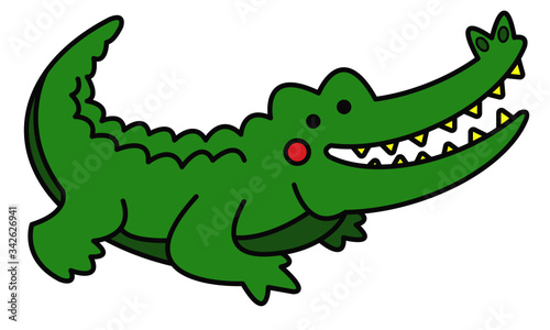 Cartoon green isolated crocodile vector illustration