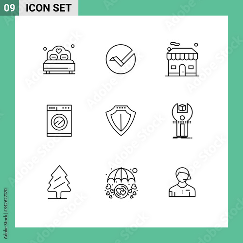 Set of 9 Commercial Outlines pack for locked, sheild, building, washing, kitchen photo