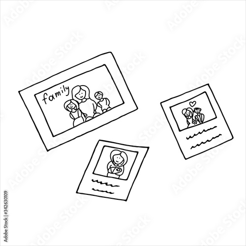 ector isolated doodle element, family photos, memories, coloring book