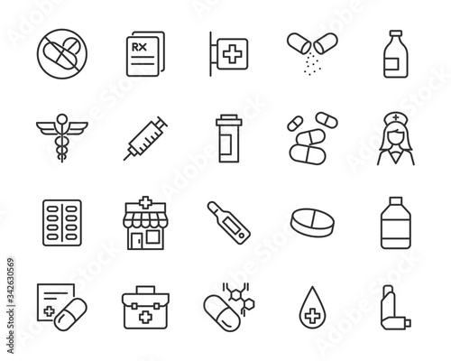set of medicine icons, pharmacy, medical