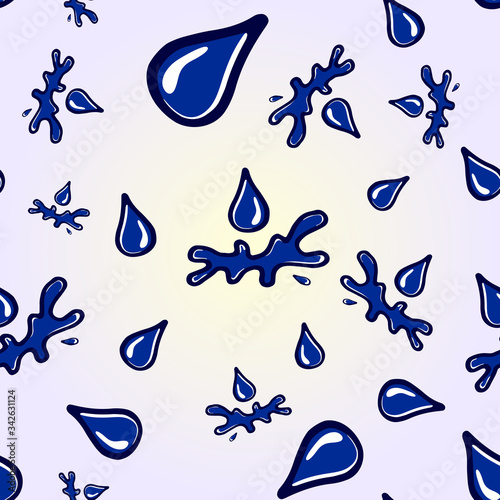 Seamless pattern with water element. Hand-drawn seamless pattern.